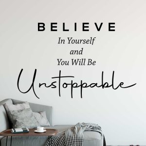 Motivational Wall Art - Believe In Yourself Inspirational Quote Decal - Positive Home and Office Decor