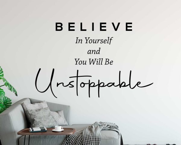 Motivational Wall Art - Believe In Yourself Inspirational Quote Decal - Positive Home and Office Decor