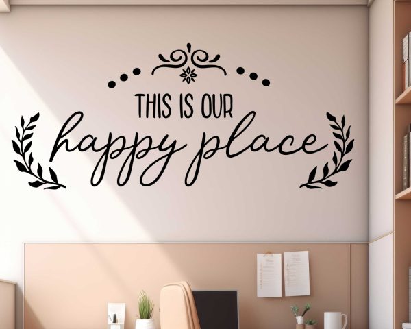 Quotes Wall Art Home Decor - Home Sweet Home Inspirational Decal - This is Our Happy Place Wall Sticker