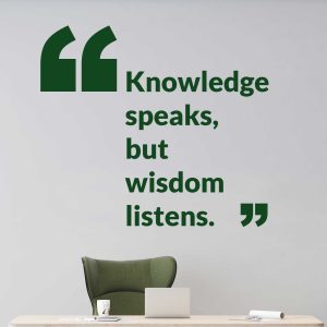 Office Wall Decal Motivational - Knowledge Speaks Action Inspires Quote Sticker - Workspace Inspirational Art