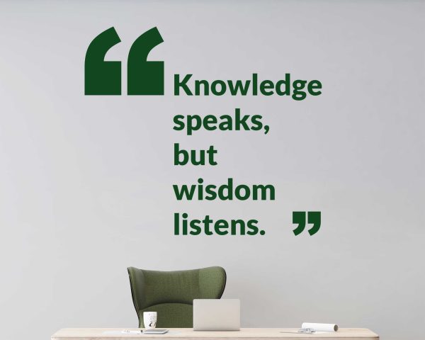 Office Wall Decal Motivational - Knowledge Speaks Action Inspires Quote Sticker - Workspace Inspirational Art