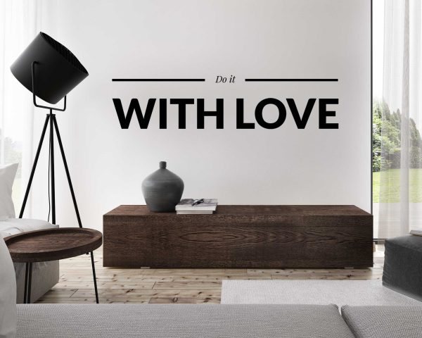 Motivational Quotes Wall Art - Do It With Love Inspirational Decal - Positive Home Decor for Living Room or Office