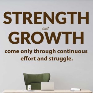 Office Wall Decal Motivational - Strength And Growth Inspirational Quote Sticker - Positive Workspace Decor