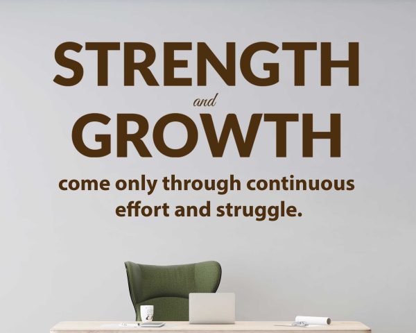 Office Wall Decal Motivational - Strength And Growth Inspirational Quote Sticker - Positive Workspace Decor