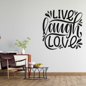 Positive Quotes Wall Decal - Live Laugh Love Inspirational Sticker - Motivational Home and Living Art