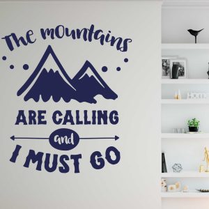 Travel Wall Quotes Decal - The Mountains Are Calling Inspirational Sticker - Motivational Home and Office Decor