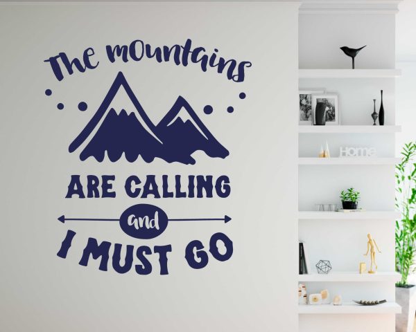 Travel Wall Quotes Decal - The Mountains Are Calling Inspirational Sticker - Motivational Home and Office Decor