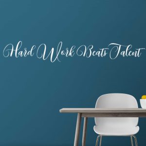 Inspirational Quotes Workplace Wall Art - Hard Work Beats Talent Motivational Decal - Positive Office Decor