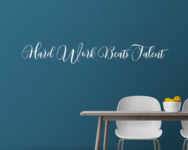 Inspirational Quotes Workplace Wall Art - Hard Work Beats Talent Motivational Decal - Positive Office Decor