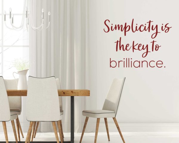 Inspirational Quotes Wall Art - Simplicity Is Key to Brilliance Motivational Decal - Office Wall Sticker WD772