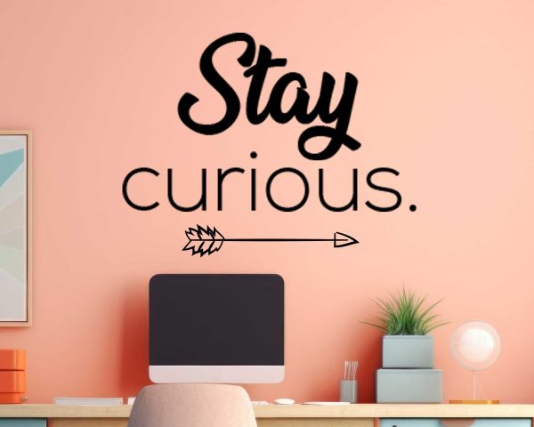 Motivational Quotes Wall Art - Stay Curious Inspirational Decal - Positive Workplace Wall Sticker WD770