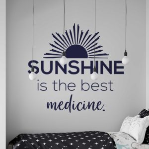Motivational Wall Decals - Sunshine Is The Best Medicine Inspirational Quote Sticker - Positive Wall Art WD773