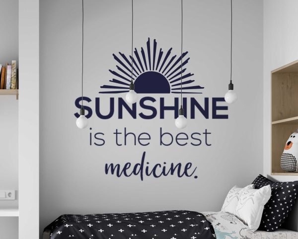 Motivational Wall Decals - Sunshine Is The Best Medicine Inspirational Quote Sticker - Positive Wall Art WD773