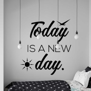 Motivational Quotes Wall Art - Today Is a New Day Inspirational Decal - Positive Workplace Wall Sticker WD775