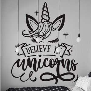 Believe in Unicorns - Motivational Quote Decal for Positive Vibes | Inspirational Vinyl Sticker for Wall Art & Office Decor