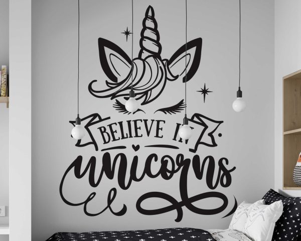 Believe in Unicorns - Motivational Quote Decal for Positive Vibes | Inspirational Vinyl Sticker for Wall Art & Office Decor