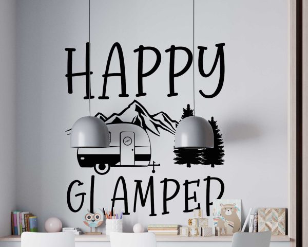 Happy Glamper Inspirational Quote Decal - Motivational Vinyl Sticker for Wall Decor, Positive Affirmation Office Art, Daily Inspiration