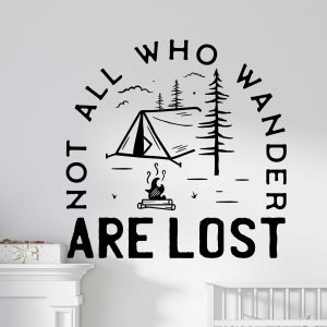 Not All Who Wander Are Lost Vinyl Wall Decal - Inspirational Quote Sticker for Office Decor & Home, Motivational Decal for Daily Inspiration