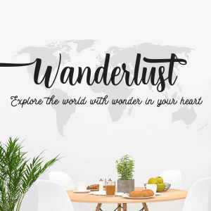 Wanderlust Motivational Quote Sticker | Inspirational Vinyl Decal for Wall Art & Office Decor, Home Office Inspiration with Positive Vibes
