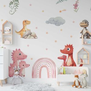 Dinosaur Nursery Wall Decal for Kids Room Decor- Dino nursery wall sticker & Kids Birthday Gift for Dinosaur Lovers - Playroom wall art