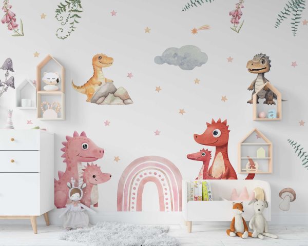 Dinosaur Nursery Wall Decal for Kids Room Decor- Dino nursery wall sticker & Kids Birthday Gift for Dinosaur Lovers - Playroom wall art