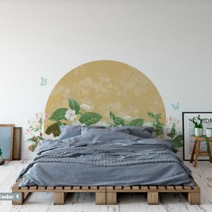 Watercolor Flower Wall Sticker - Headboard Wall Decal and Tropical Wall Art - Floral Wall Art for Home & Living Room Decor