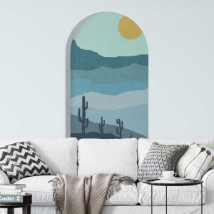 Mid Century Modern Boho Wall Decal - Mountain Sunshine Wall Sticker - Arch Wall Sticker Boho Decals for Wall Decoration