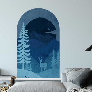 Boho Arch Wall Sticker - Sunset Mountain Wall Decal Arch Sticker for Wall Decoration -  Landscape Mural for Bedroom & Living Room Decor