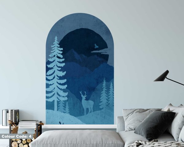 Boho Arch Wall Sticker - Sunset Mountain Wall Decal Arch Sticker for Wall Decoration -  Landscape Mural for Bedroom & Living Room Decor