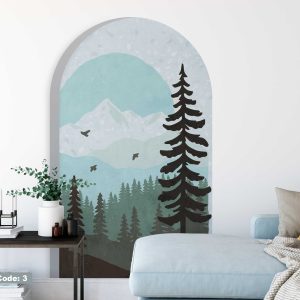 Watercolor Boho Arch Wall Sticker - Modern Boho Wall Decals & Bohemian Home Decor - Peel and Stick Mountain Wall Decal