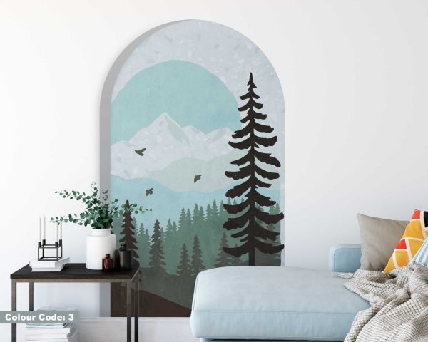 Watercolor Boho Arch Wall Sticker - Modern Boho Wall Decals & Bohemian Home Decor - Peel and Stick Mountain Wall Decal