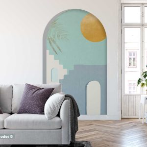 Modern Boho Wall Decals Sunshine Sticker - Watercolor Arch Boho Fabric Wall Decal - Sun Wall Art for Nursery & Bedroom Decor