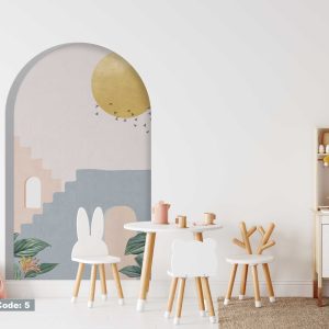 Sunrise Geometric Boho Wall Decals - Fabric Wall Sticker for Home and Living Room Decor -  Arch Sticker for Wall Decoration & Nursery Decor