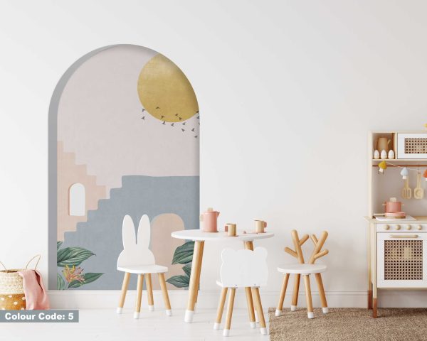 Sunrise Geometric Boho Wall Decals - Fabric Wall Sticker for Home and Living Room Decor -  Arch Sticker for Wall Decoration & Nursery Decor