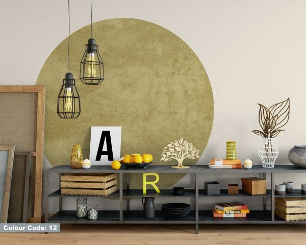 Textured Boho Circle Wall Sticker - Premium Fabric Decal for Minimalistic Interior, Peel and Stick Removable Design