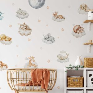 Cute Animals Wall Decal for Nursery Decor - Jungle Animal Wall Decal for kids room - Home Decor Baby Shower Gift & Safari Animals Wall Decor