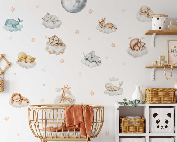 Cute Animals Wall Decal for Nursery Decor - Jungle Animal Wall Decal for kids room - Home Decor Baby Shower Gift & Safari Animals Wall Decor