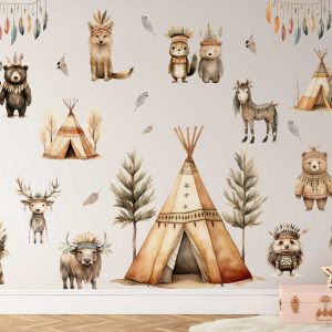 Woodland Animals Wall Sticker for Kids Room– Boho Nursery Decor Zoo Animals Wall Decals - Kids Room Decor - Jungle Animals Wall Decal