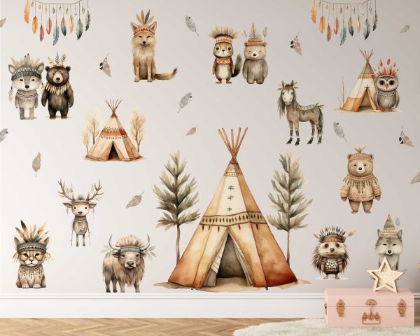 Woodland Animals Wall Sticker for Kids Room– Boho Nursery Decor Zoo Animals Wall Decals - Kids Room Decor - Jungle Animals Wall Decal