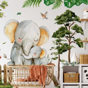 Elephant Wall Decal for Nursery Animal Wall Art - Safari Wall Stickers & Kids Room Decor - Baby Shower Gift - Jungle Animals Wall Decal