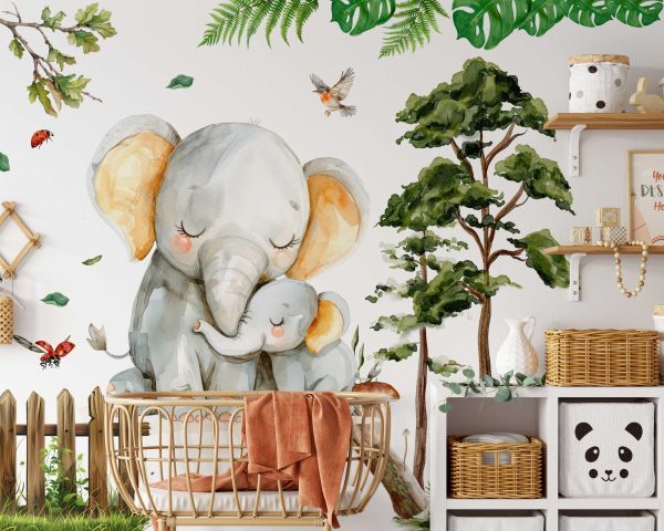 Elephant Wall Decal for Nursery Animal Wall Art - Safari Wall Stickers & Kids Room Decor - Baby Shower Gift - Jungle Animals Wall Decal