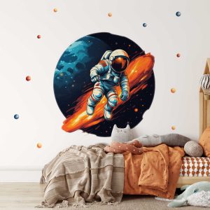 Astronaut Wall Art Nursery Wall - Planets and Moon Decals for Baby Room Decor and Space-Themed Playroom Design