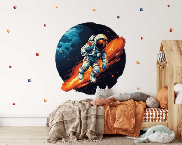 Astronaut Wall Art Nursery Wall - Planets and Moon Decals for Baby Room Decor and Space-Themed Playroom Design