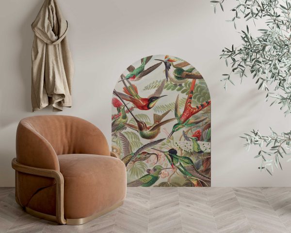 Tropical Wall Art Hummingbirds Arch - Vibrant Bird Wall Sticker for Living Room, Nursery or Bedroom Wall Decor