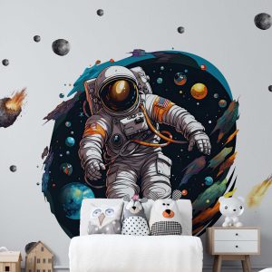 Astronaut Wall Art Space Decor - Planet Decals and Moon Sticker for Nursery Wall Decor and Kids Room Decoration