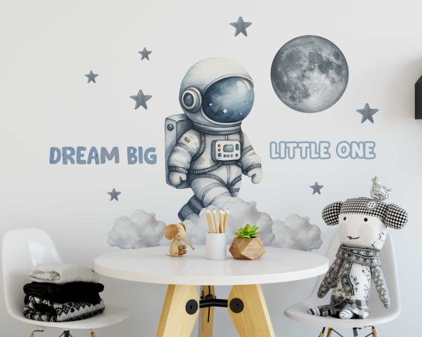 Nursery Wall Sticker for Kids Birthday Gift - Space Theme Nursery Decor with Moon Decal - Cute Astronaut Wall Art for Kids Room Decor