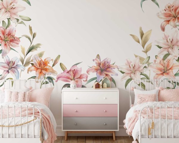 Lily Watercolor Flower Wall Decal - Floral Wall Decor for Living Room Decor - Botanical Sticker for Nature-Inspired Wall Decoration