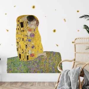 The Kiss by Gustav Klimt Wall Sticker - Iconic Art Decal, Removable Wall Art for Living Room & Bedroom