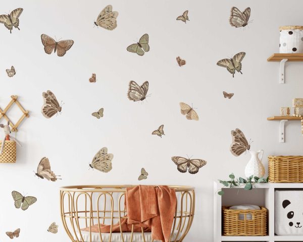 Vintage Butterfly Wall Decals for Home Decor - Neutral Butterfly Stickers for Wall Decor - Living Room & Bedroom Wall Art