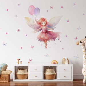 Fairy Wall Sticker for Nursery - Enchanted Forest Kids Room Decal - Cute Toddler Wall Sticker & Baby Room Decor Enchanting Birthday Gift